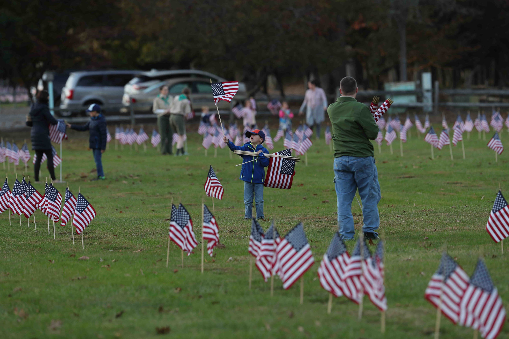 Scouts planted American Flags ahead of Veterans Day